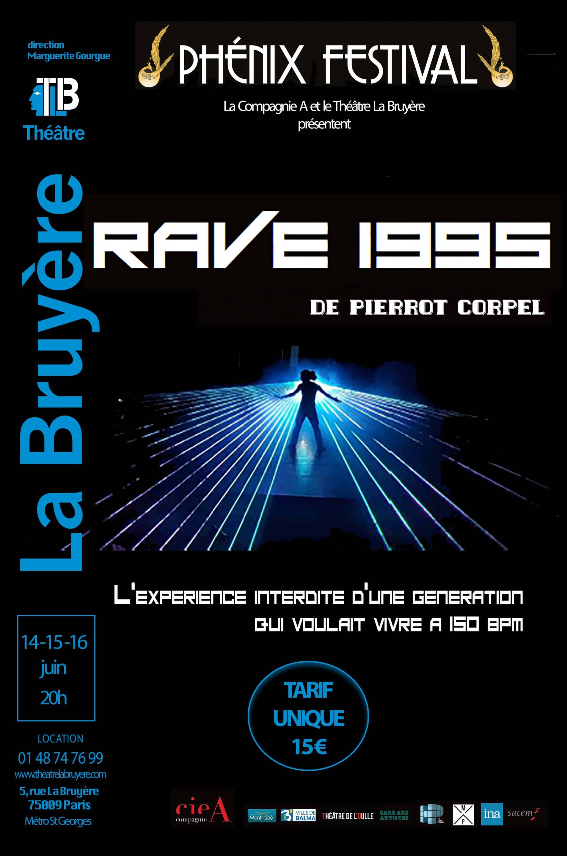 Flyer de la pièce de théâtre Rave 1995 à Paris