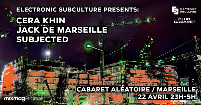Affiche de la soirée Electronic Subculture au Cabaret Aléatoire.