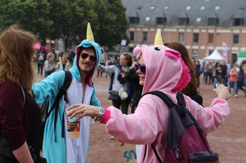 Festivaliers déguisés en licorne. Crédit : La Voix Du Nord