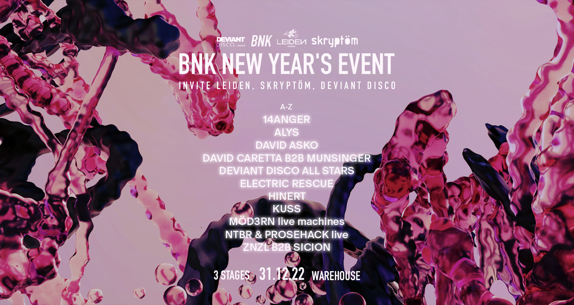 Affiche de la soirée du nouvel an de BNK