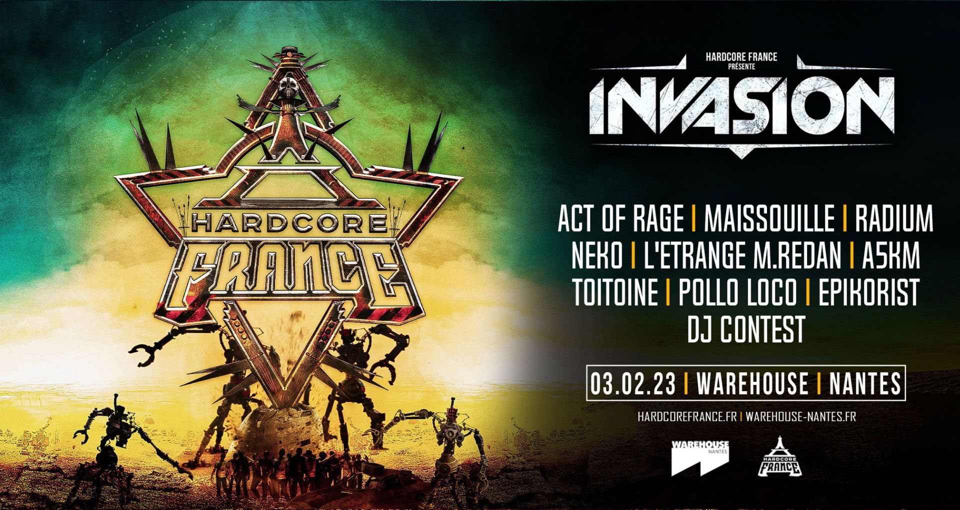 Affiche de la soirée Invasion au Warehouse de Nantes