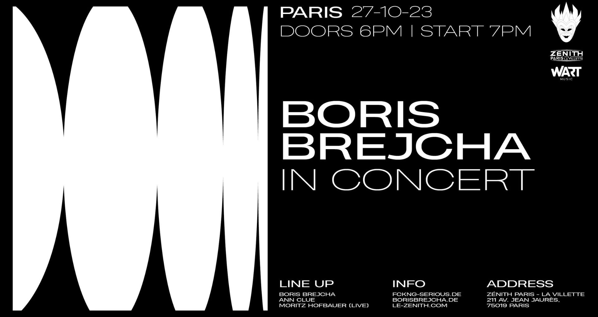 Affiche du concert de Boris Brejcha au Zénith