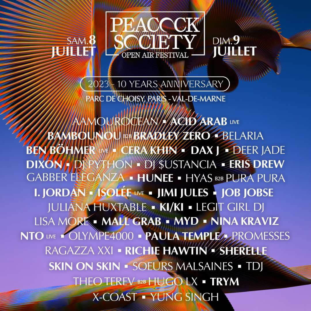 Affiche du festival Peacock Society 2023