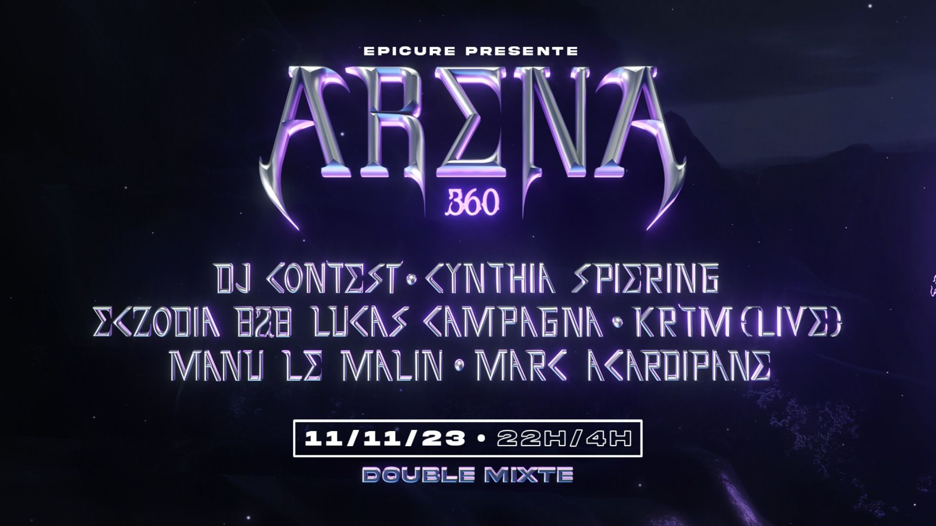 Affiche de la soirée Arena 360 au Double Mixte