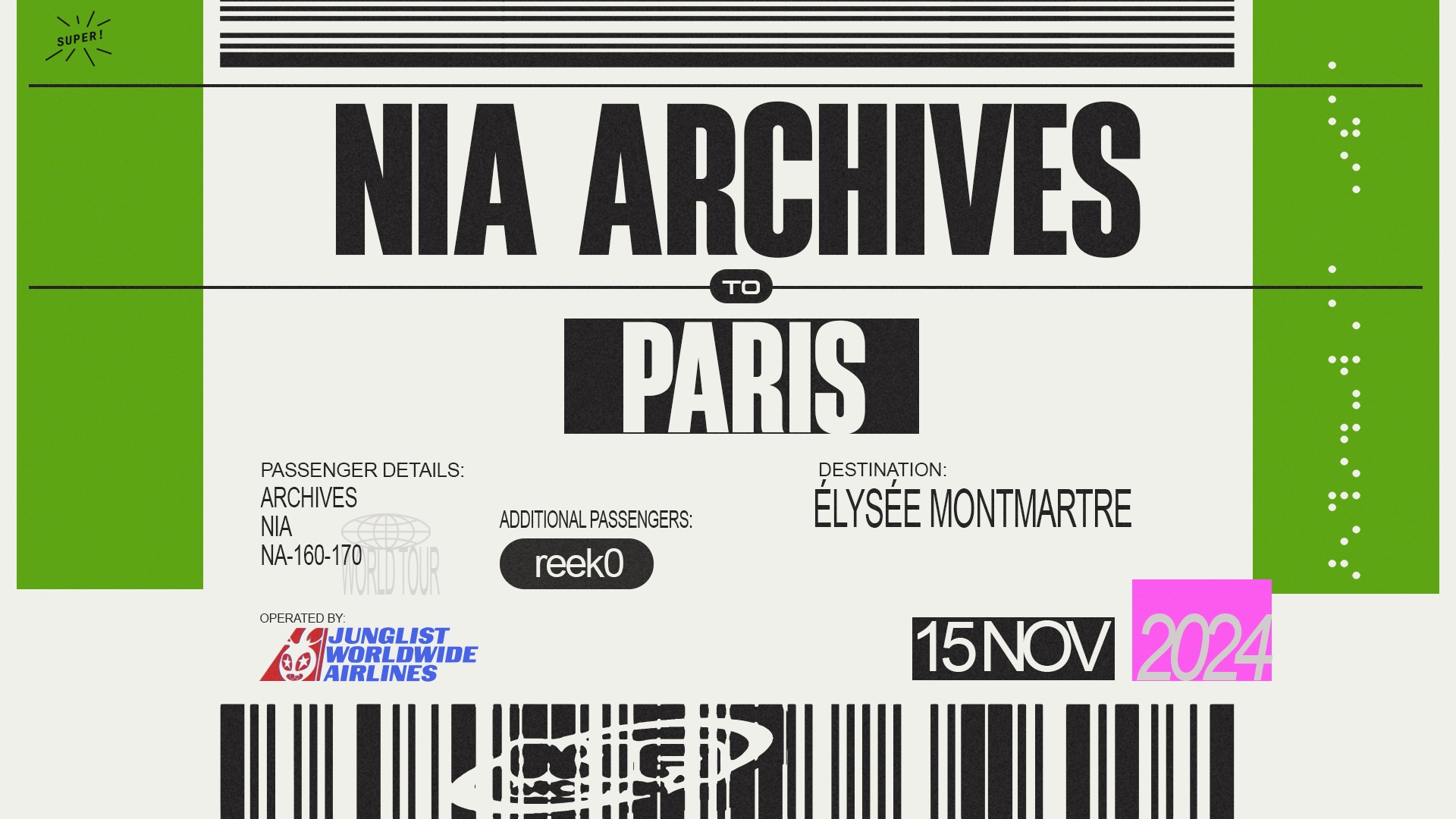 Affiche du concert de Nia Archives à l'Elysée Montmartre