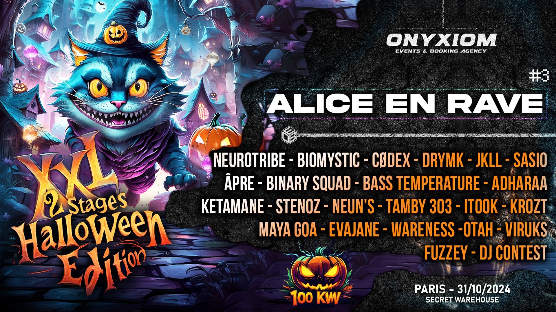 Affiche de l'Halloween techno Onyxiom